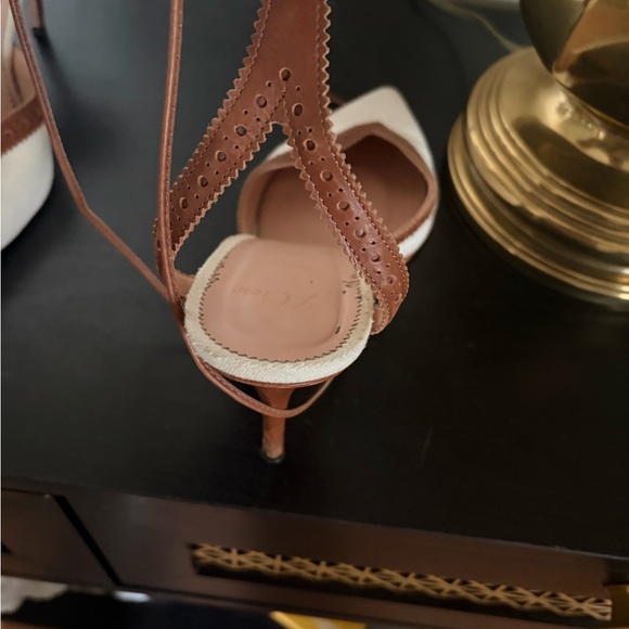 J. Crew White and Brown Ankle Strap Heels - Picture 7 of 7
